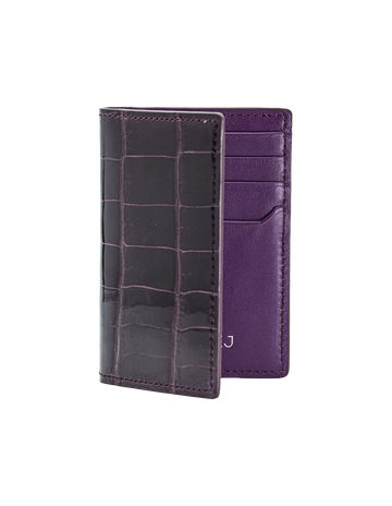 Mulberry Purple Crocodile Bi-Fold Card Holder