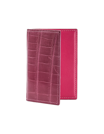 Rose Pink Crocodile Bi-Fold Card Holder