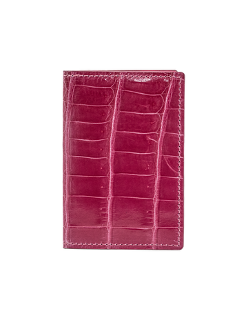 Rose Pink Crocodile Bi-Fold Card Holder