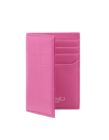 Bubble Gum Matte Crocodile Bi-Fold Card Holder
