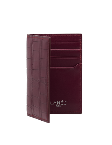 Bordeaux Matte Crocodile Bi-Fold Card holder