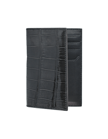 Iron Grey Crocodile Bi-Fold Card Holder