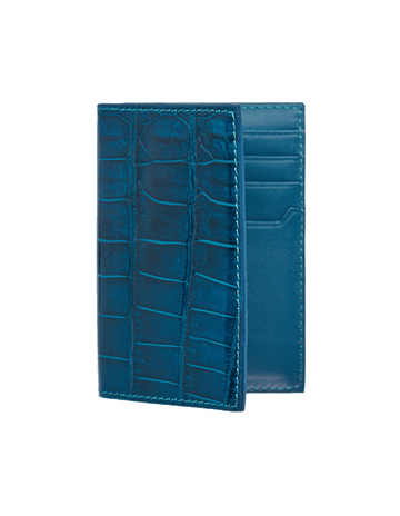 Denim Crocodile Bi-Fold Card Holder