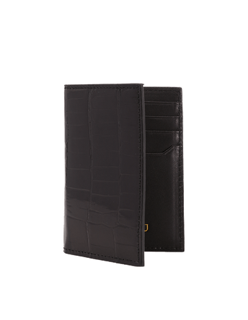 Black Crocodile Bi-Fold Holder