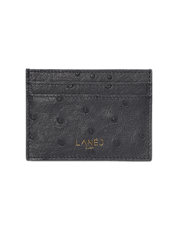 Charcoal Ostrich Signature Card Holder