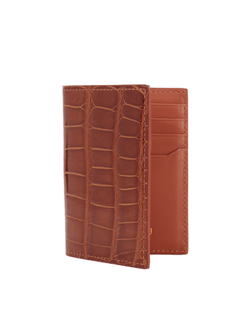 Cinnamon Brown Crocodile Bi-Fold Holder
