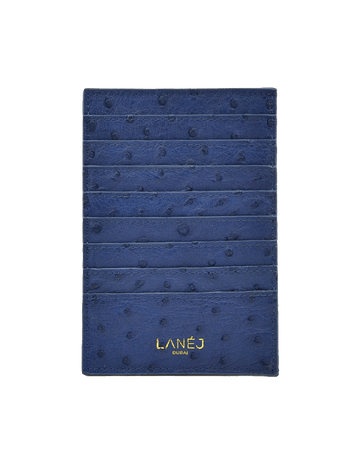 Navy Ostrich Grande Card Holder