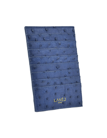 Navy Ostrich Grande Card Holder
