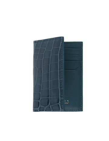 Insignia Blue Crocodile Bi-Fold Card Holder