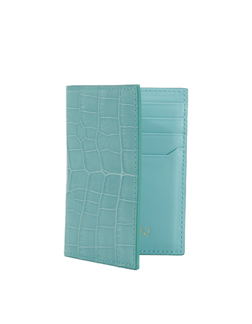 Tiffany Blue Crocodile Bi-Fold Holder