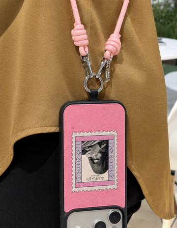 Pink Cherry Blossom Leather Phone Strap