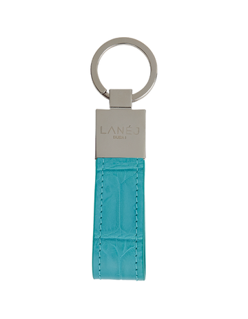 Blue Céleste Matte Crocodile Signature Keychain