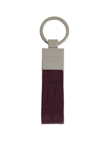 Bordeaux Matte Crocodile Signature Keychain