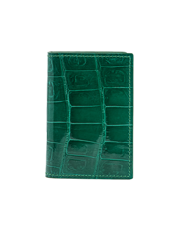 Hunter Green Crocodile Bi-Fold Card Holder
