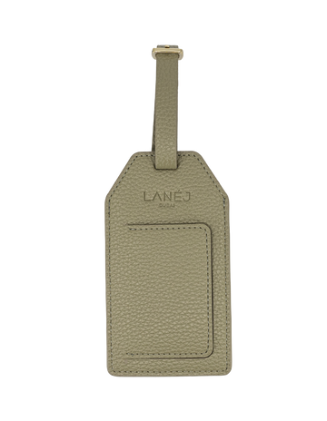 Khaki Pebbled Vegan Leather Luggage Tag