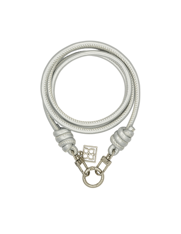 Silver Leather Phone Strap