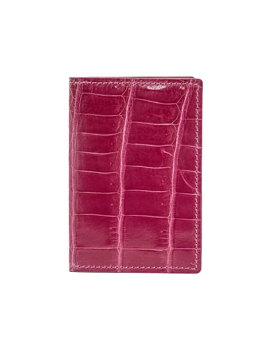 Rose Pink Crocodile Bi-Fold Card Holder
