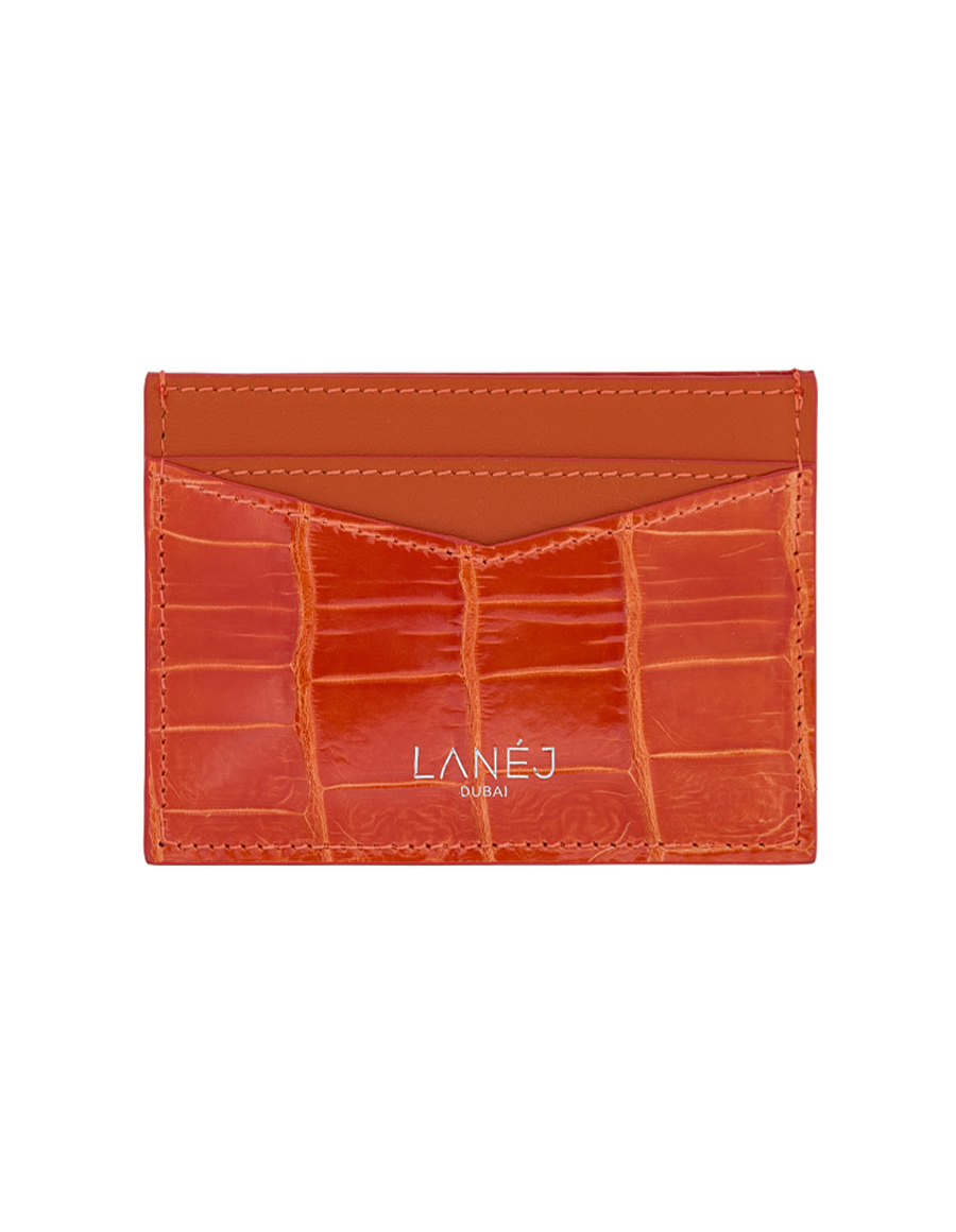 Orange Field Crocodile Signature Card Holder