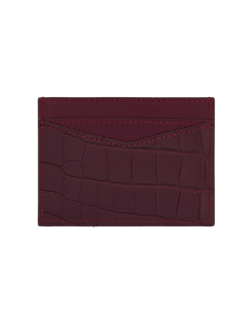 Bordeaux Matte Crocodile Signature Card Holder
