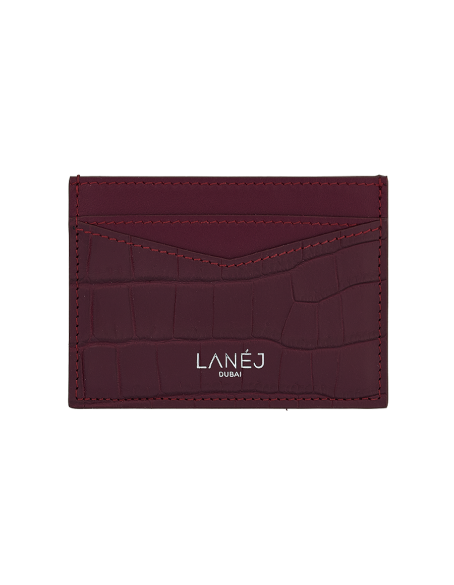 Bordeaux Matte Crocodile Signature Card Holder