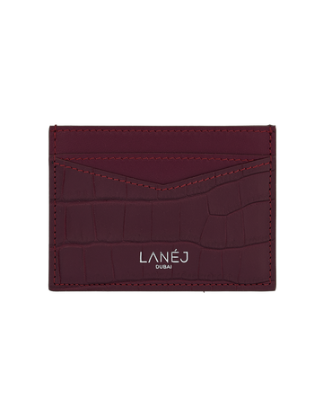 Bordeaux Matte Crocodile Signature Card Holder