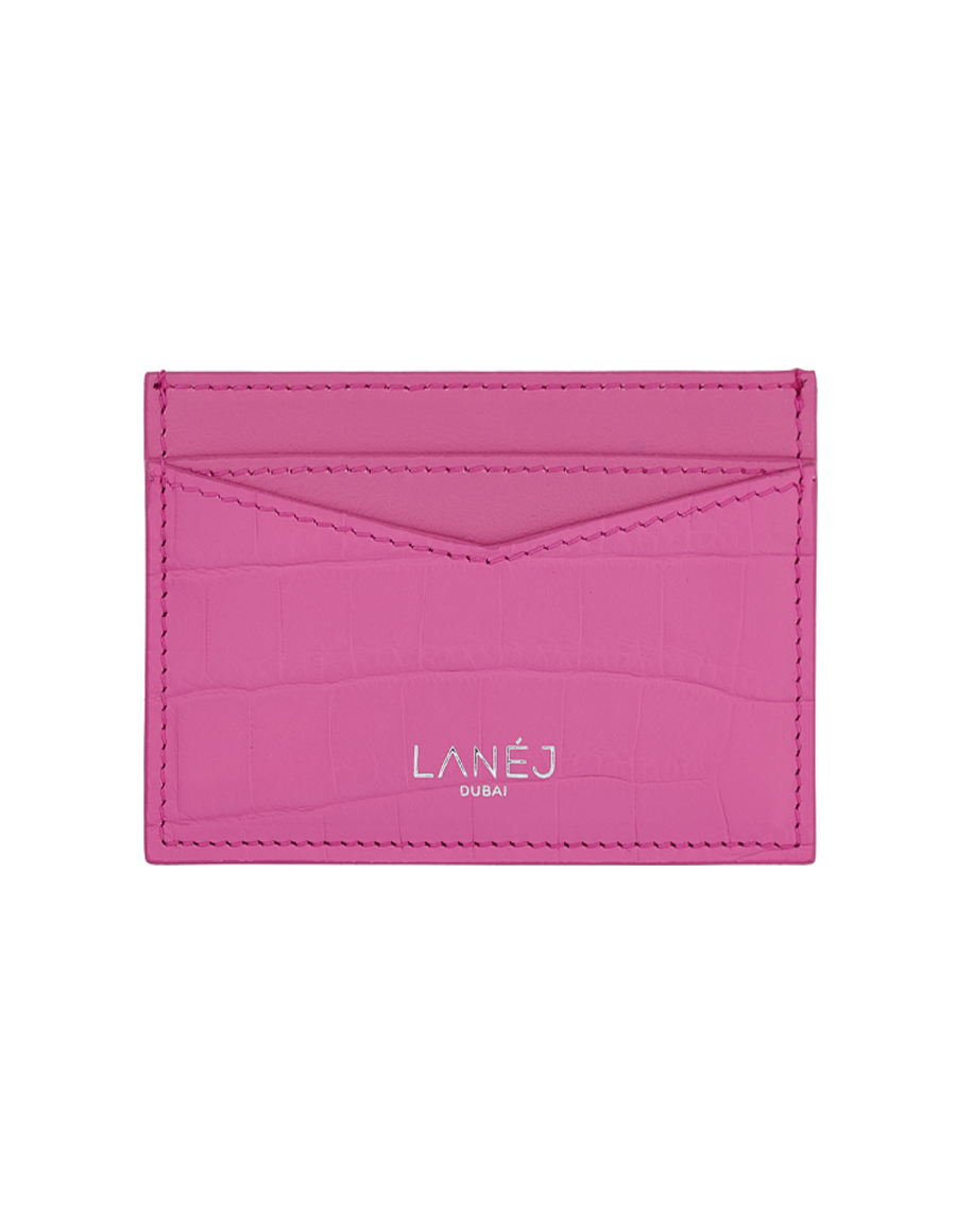 Bubble Gum Matte Crocodile Signature Card Holder