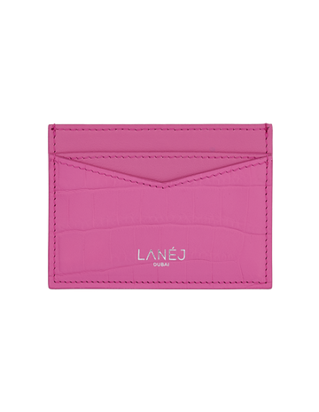 Bubble Gum Matte Crocodile Signature Card Holder