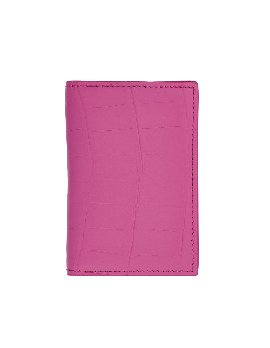 Bubble Gum Matte Crocodile Bi-Fold Card Holder