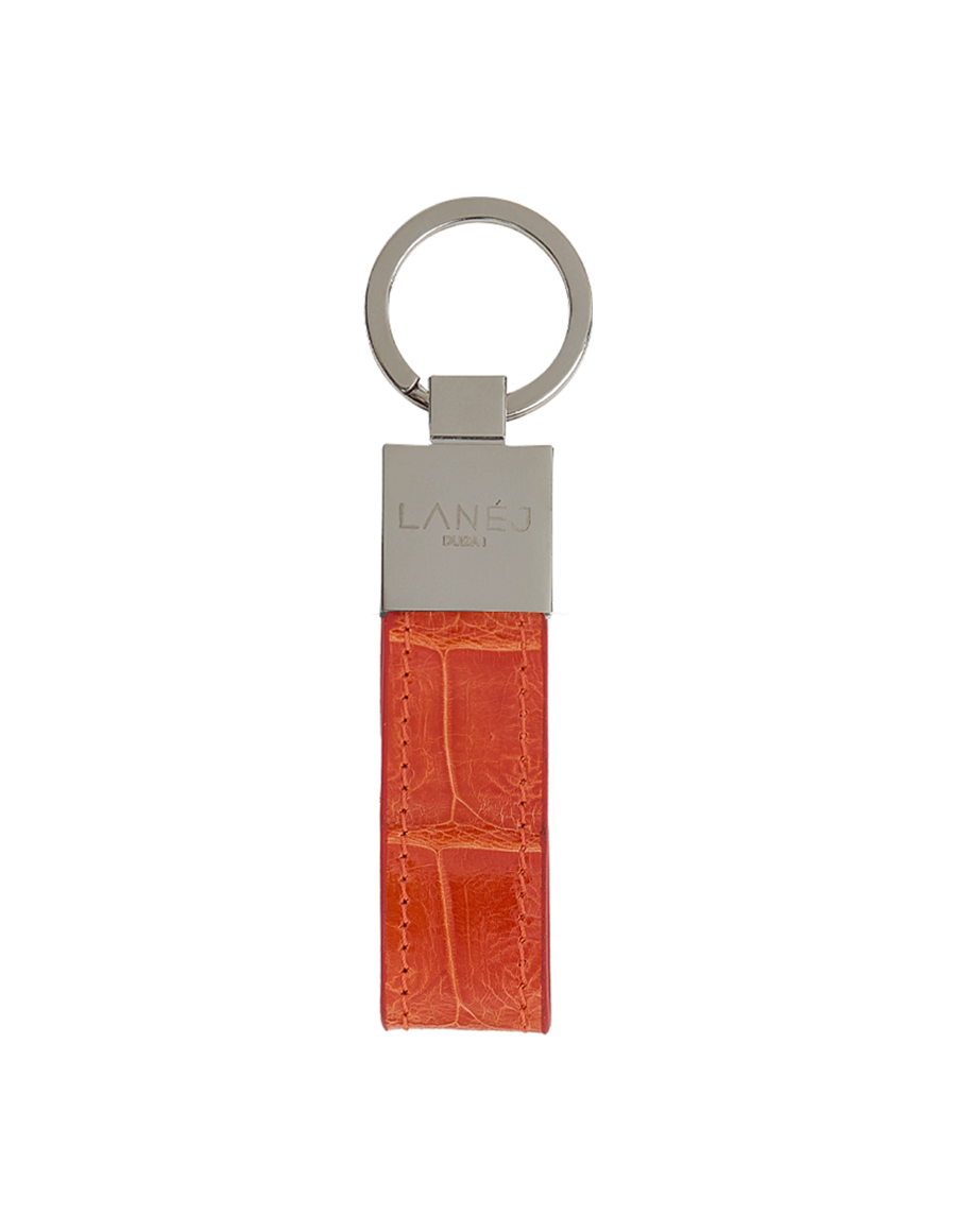 Orange Field Crocodile Signature Keychain