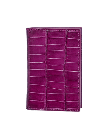 Plum Purple Crocodile Bi-Fold Card Holder