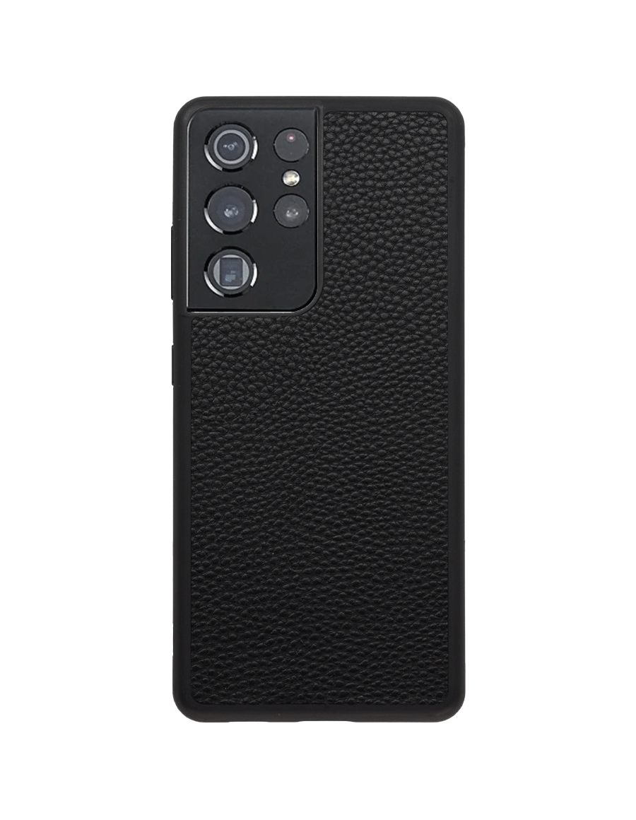 Signature Pebbled Leather Samsung Case with Black Border