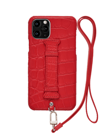Matte Croc iPhone Case With Holder & Lanyard