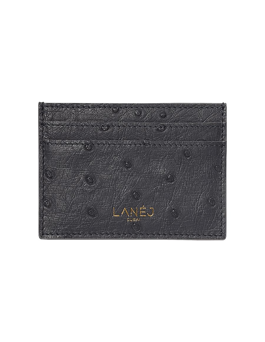 Charcoal Ostrich Signature Card Holder