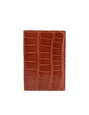 Cinnamon Brown Crocodile Bi-Fold Holder