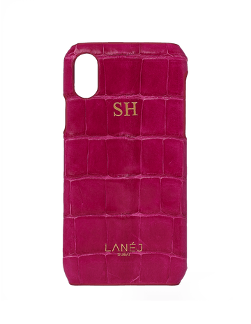 Magenta Croc iPhone X Personalized With ''SH'' Initials