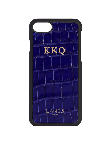 Midnight Blue Croco iPhone 7/8 With Initials ''KKQ''